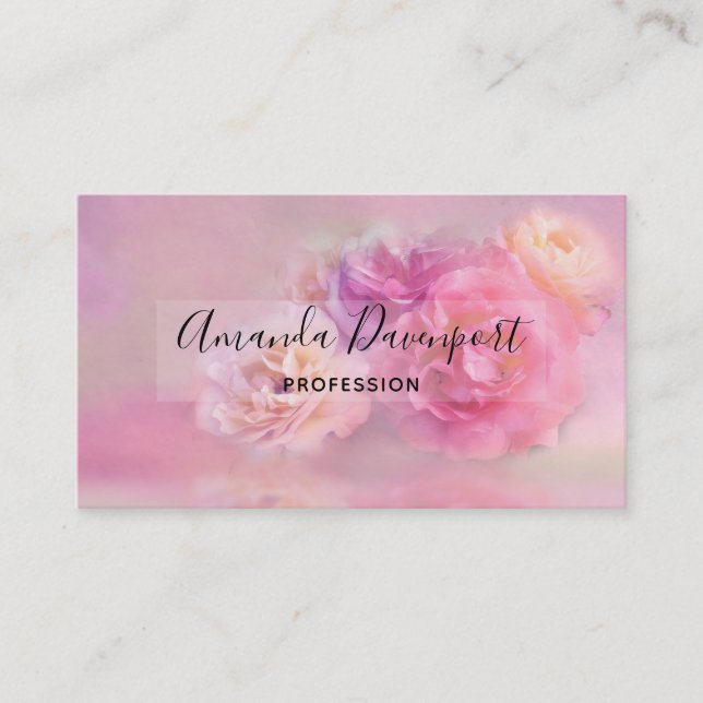 Fotografi över söt Rosa & White Carnations Visitkort (Framsida)