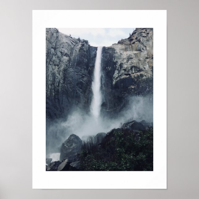 Fotografi över vatten Falls Bridalveil Yosemite Fä Poster (Framsidan)