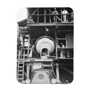 Fotografi över vintagen av betongblandningsanläggn magnet