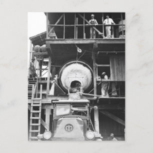 Fotografi över vintagen av betongblandningsanläggn vykort
