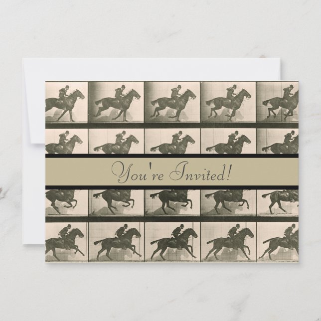 Fotografi över Vintagen Horse Rörelse Inbjudningar (Framsida)
