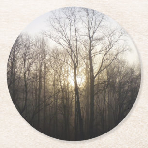 Fotografi över vinter Fog Sunrise Nature Underlägg Papper Rund