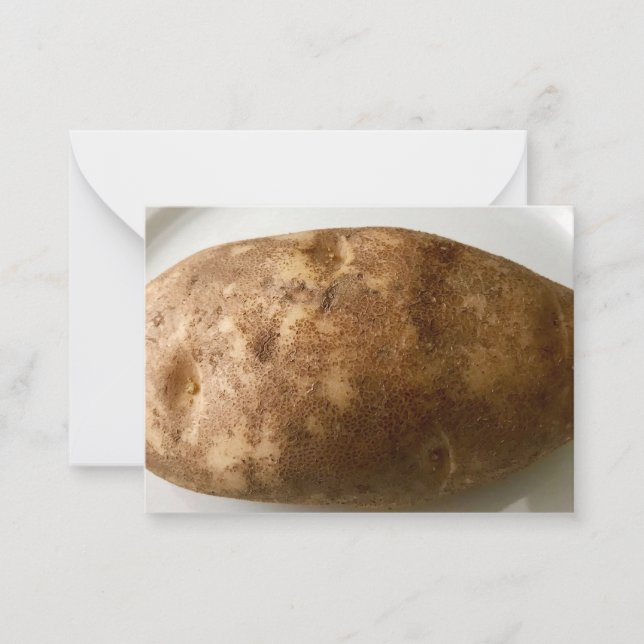 Fotografi på Russetpotatis på vit tallrik Anteckningskort (Framsida)