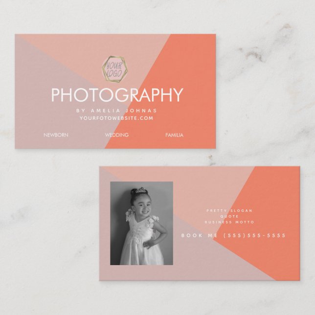 Fotografi Verksamhet Trefärg Ton Blush Colorblock  Visitkort (Fram/baksida)