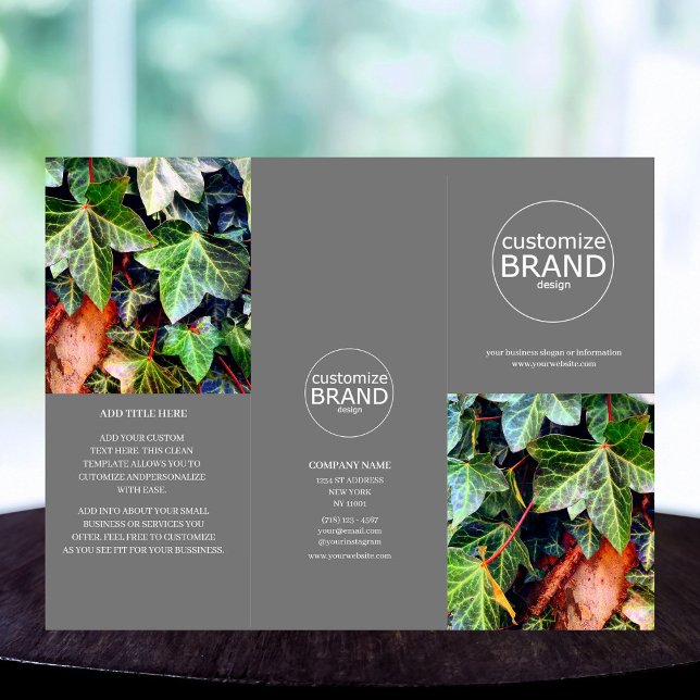 Fotografibroschyr för modern Logotyp - trifold Grå (business brochure)