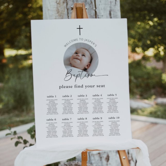 Fotografidiagram för baptism poster (Zazzle Baptism Photo Seating Chart)
