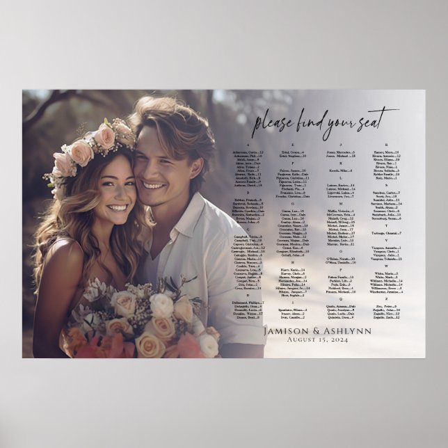 Fotografidiagram med alfabetisk elegant bröllop poster (Framsidan)