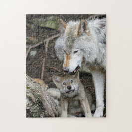 Fotografidjur för Varg mor och Baby djur Pussel