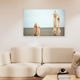 Fotografier av beachside Umbrellas Golden Twilight Canvastryck