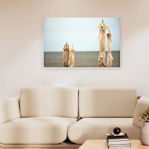 Fotografier av beachside Umbrellas Golden Twilight Canvastryck