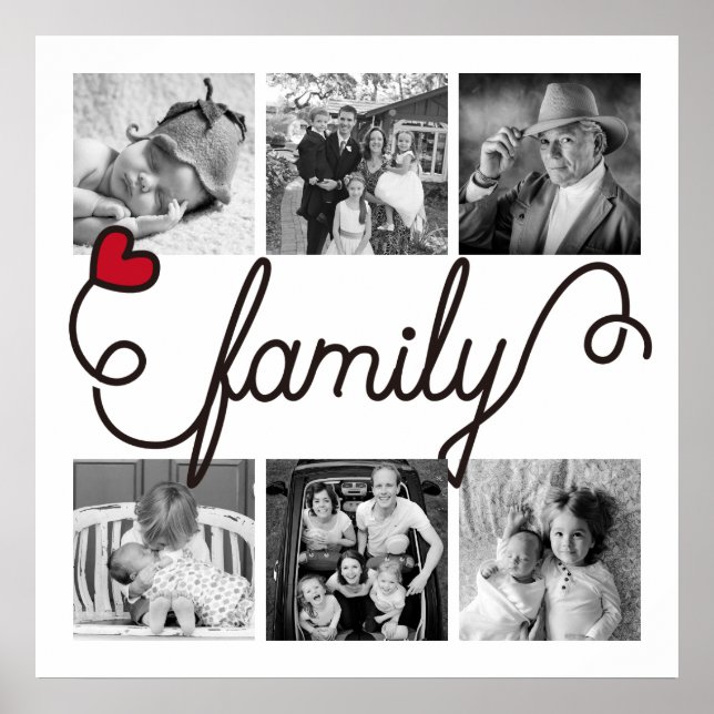 Fotografier av Family Typography Art Red Heart Ins Poster (Framsidan)