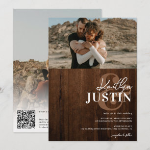 Fotografier fet namn calligraphy rustiwood bröllop inbjudningar