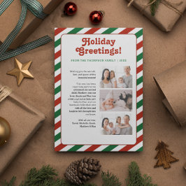 Fotografier från Red Grönt Holiday Greetings Famil Julkort