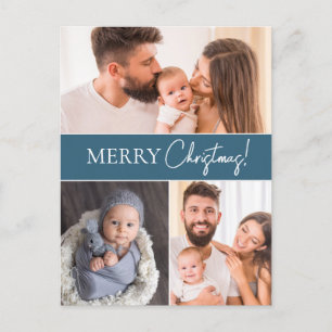 Fotografier i Många-familjen Blue Modern God jul Helg Vykort