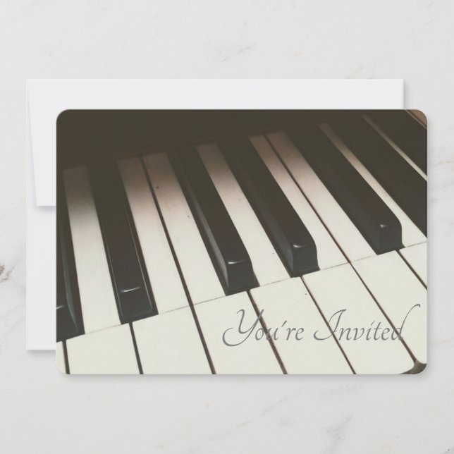 Fotografiet Black & White Piano Nycklar Bröllop Inbjudningar (Framsida)