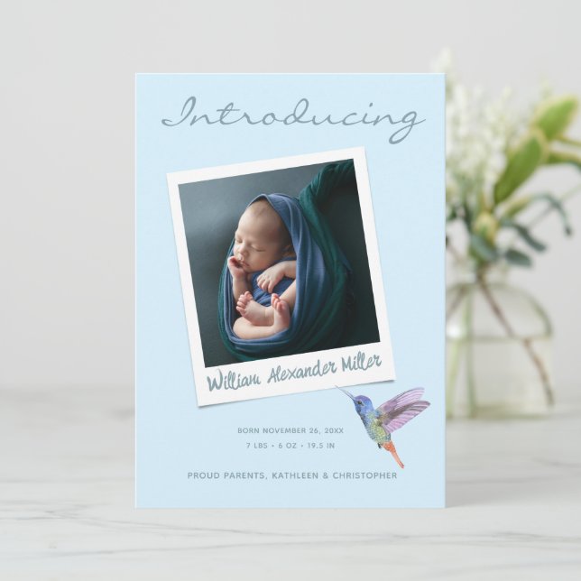 Fotografiet Cute Instant Modern Många 3-foto Birth Meddelande (Stående Fram)