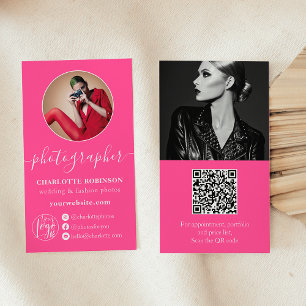 Fotografiet Modern shock rosa logotyp Qur-kod Visitkort