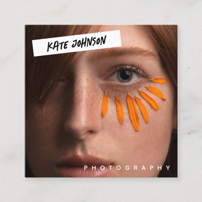 Fotografiet Modern Unik Business Logotyp Photo Fyrkantigt Visitkort (Framsida)