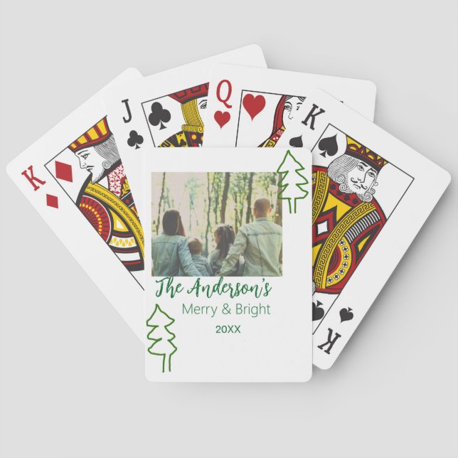 Fotografiet namn grönt Julgran Casinokort (Baksidan)