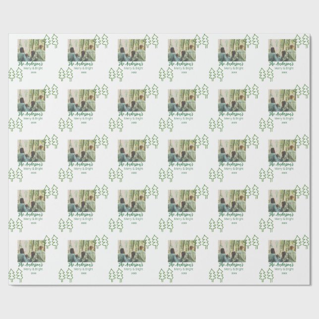 Fotografiet namn grönt Julgran Presentpapper (Platt)