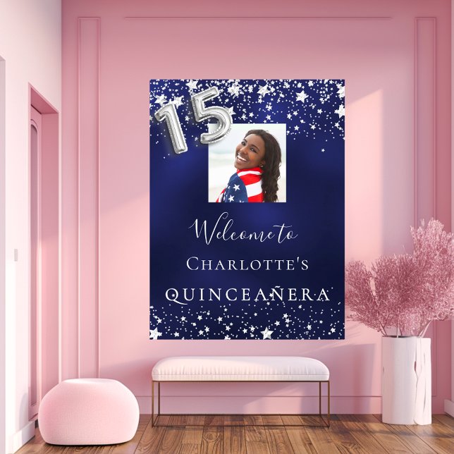 Fotografiet Quinceanera navy blue silver stjärstjä Poster (Skapare uppladdad)