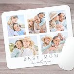 Fotografifamiljen Best Mamma Anpassningsbar Collag Musmatta<br><div class="desc">Denna enkla och elegant boho-inspirerade musmattan är ett perfekt för att fira Mamma. Utformningen har plats för fem foton, där "Bästa Mamma" visas under i ett klassiskt serif-teckensnitt. I mjuka skript finns det utrymme att lägga till "Kärlek, Kids' Namn, " bara namn, eller till och med en andra textrad om...</div>
