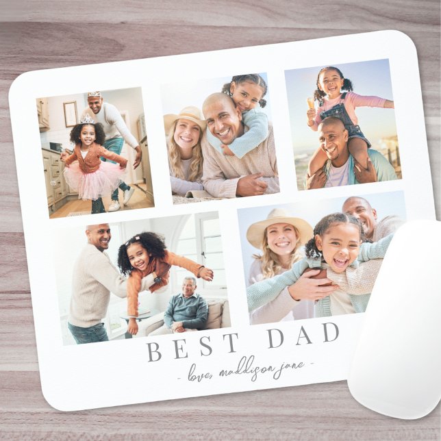 Fotografifamiljen Best Pappa Anpassningsbar Collag Musmatta (Best Dad Custom Photo Family Collage Mouse Pad)