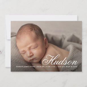 Fotografifödelse för elegant Script Namn baby Meddelande