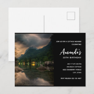Fotografifödelsedag för kvällsberget Sjö Inbjudan Vykort