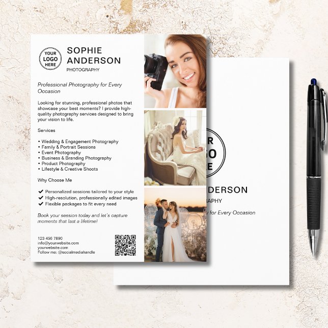 Fotografiföretag för Professionell av fotografi Reklamblad (Photographer Professional Photography Business Flyer)