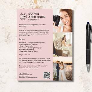 Fotografiföretag för Professionell av fotografi Reklamblad