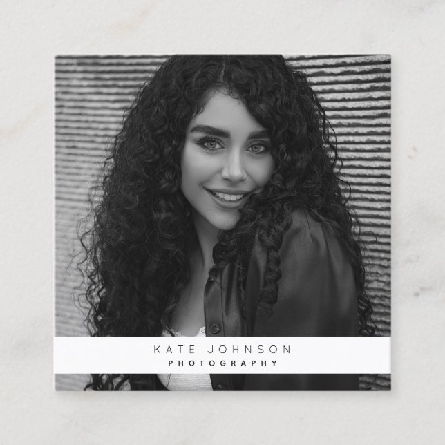 Fotografifoto för snyggt Business Logotyp Fyrkantigt Visitkort (Framsida)