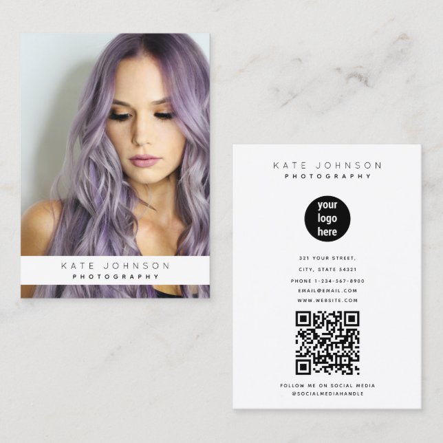 Fotografifoto för Trendig Business Logotyp Visitkort (Fram/baksida)