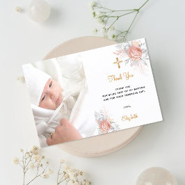 Fotografifoto från guld blommigt ro anpassningsbar tack kort