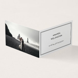 Fotografifoto med modern minimal Bröllop-fotoskriv Visitkort