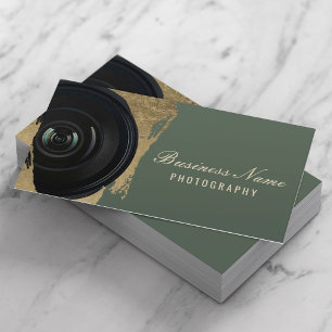 Fotografifoto Modern Grönt & Guld Visitkort