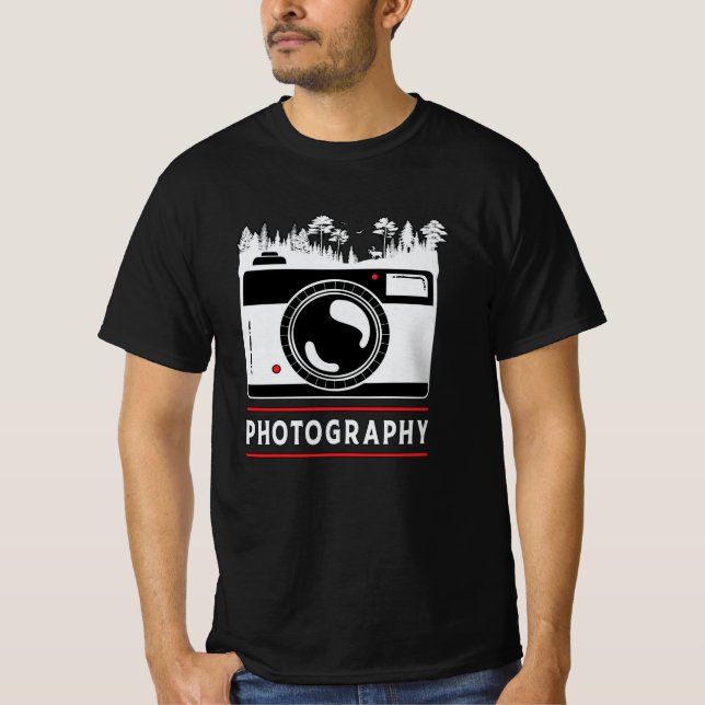 Fotografifotograf Camera Lens Funny Gift T Shirt (Framsida)