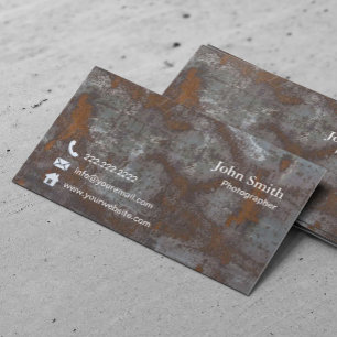 Fotografifotograf Vintage Rusty Metall Photographe Visitkort