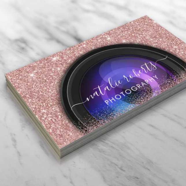 Fotografifotografi av kamera Ro Guld Glitter Visitkort (Skapare uppladdad)