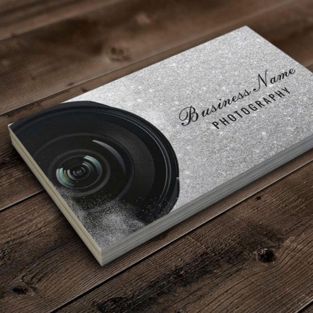 Fotografifotografi av kameran Silver Glitter Visitkort (Skapare uppladdad)