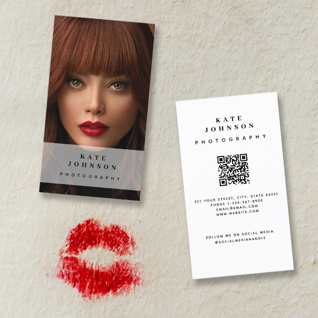 Fotografifotomodern Social Media QR-kod Visitkort (Skapare uppladdad)