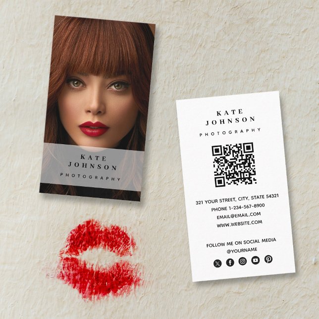 Fotografifotomodern Social Media QR-kod Visitkort (Photography Photo Modern Social Media QR Code Business Card)