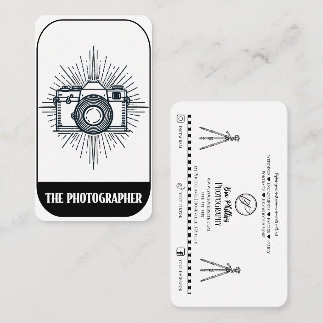 Fotografifotot med minimal Tarot Stil-fotografi Visitkort (Fram/baksida)