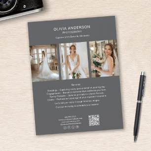 Fotografifotot QR Social Media Grått Business Reklamblad