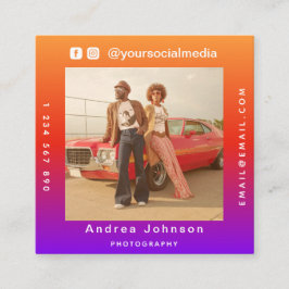 Fotografifotot Social Media och QR-kodmodern Fyrkantigt Visitkort