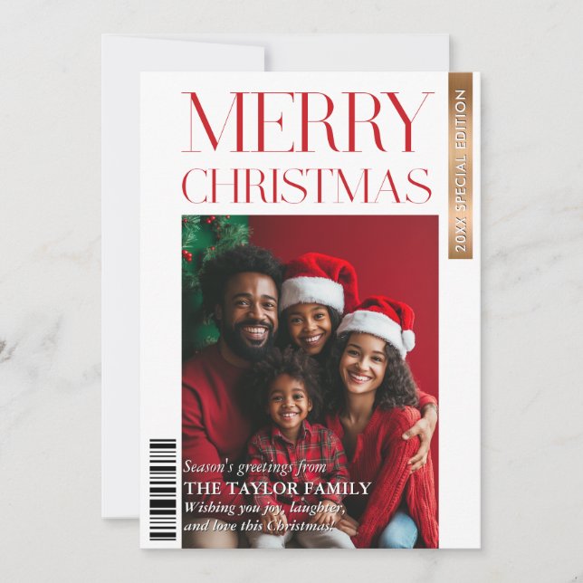 Fotografihögdagrar för Modern Magazine Cover Famil Inbjudningar (Framsida)