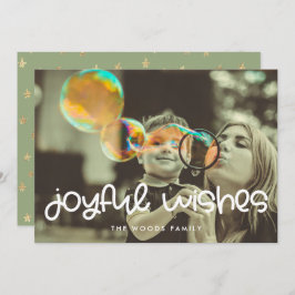 Fotografijul för Cute Script Glatt Önskemål-familj Julkort