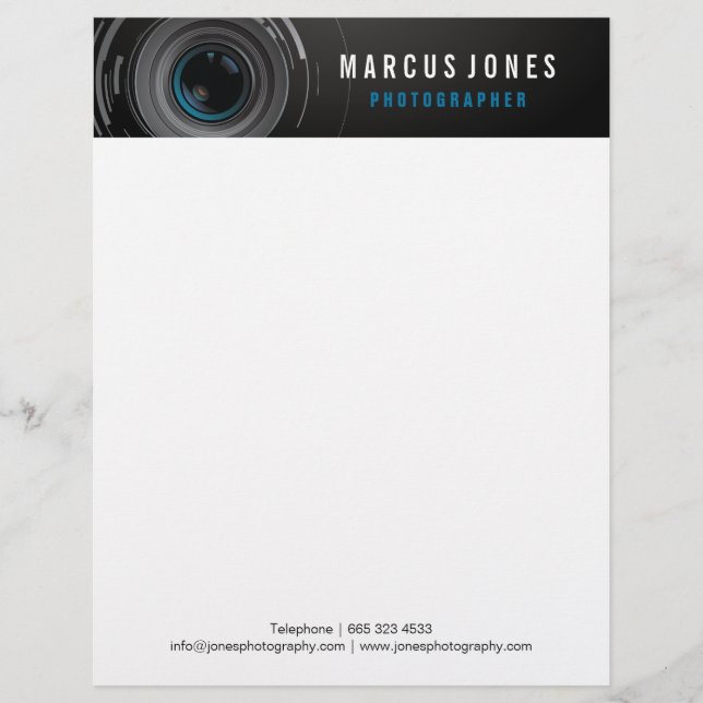 Fotografikamera Lense Branding Letterhead Brevhuvud (Framsida)