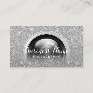 Fotografikamera med foto Silver Glitter Visitkort