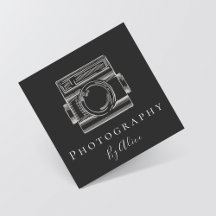 Fotografikamera ritad kontur, svart och vit